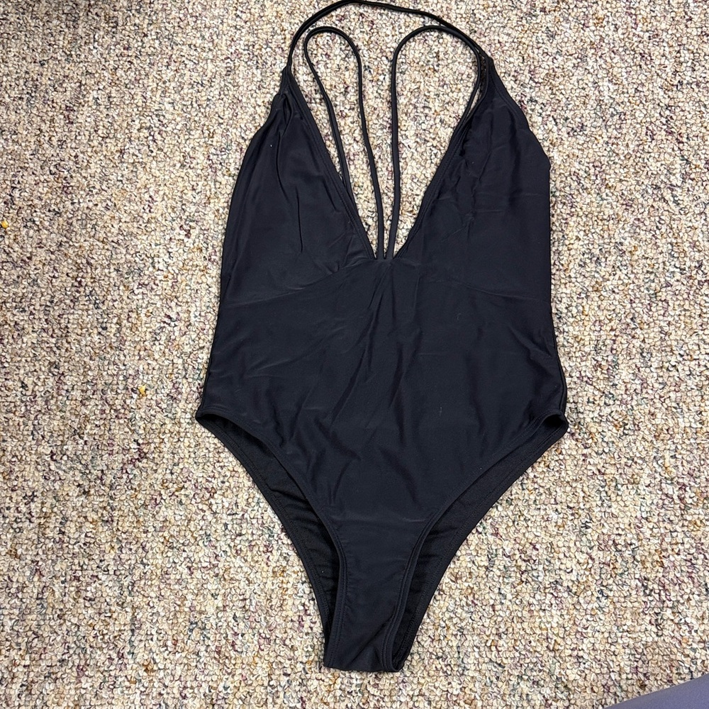 Black Strappy One-Piece Swimsuit